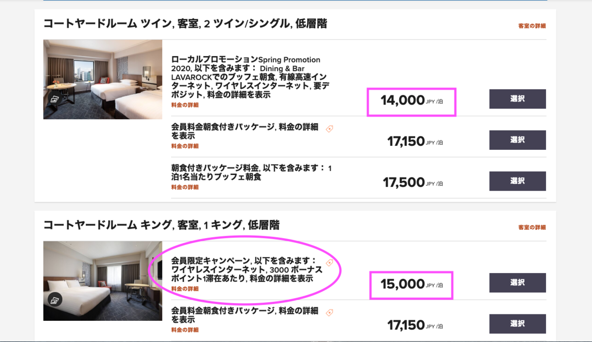 マリオット　ホテル　ポイント　効率いい貯め方つかない　ポイント　特典