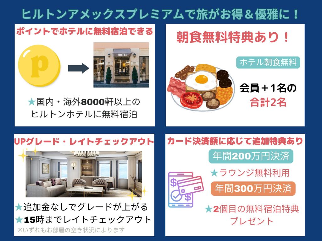 2025年12月ヒルトンアメックスプレミアム紹介キャンペーンコードで44,000ポイント!入会キャンペーン・紹介者特典など上級資格を解説 6 ヒルトンアメックスプレミアム 紹介